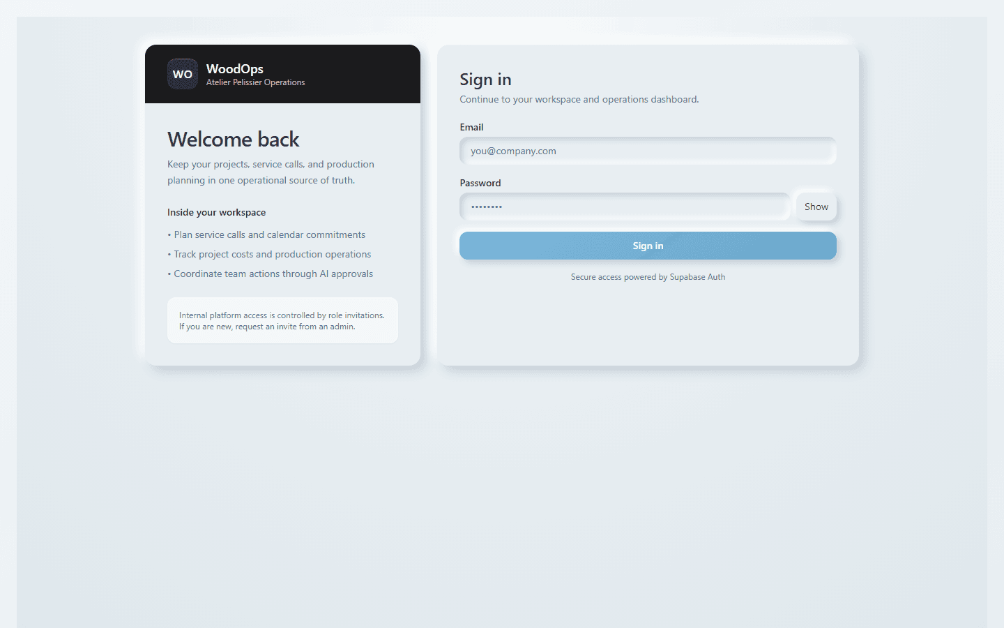 WoodOps website preview